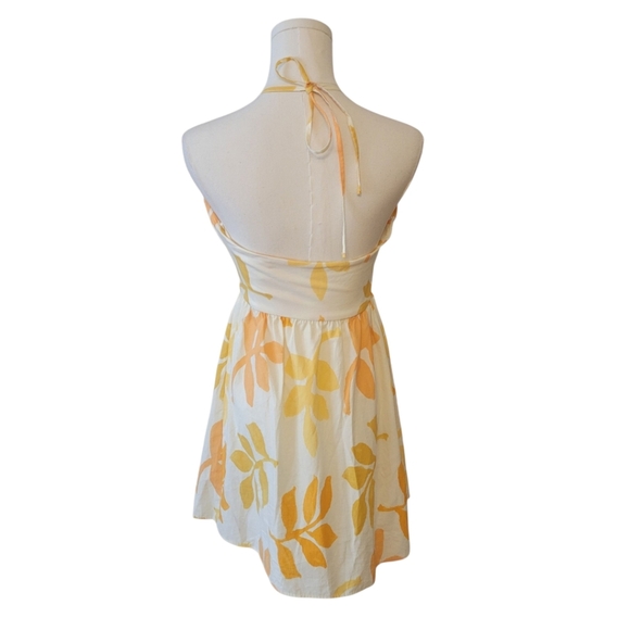 Zara Yellow Floral Halter Mini Sundress Size Medium - Picture 5 of 6